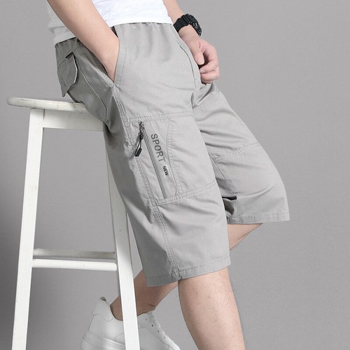 Herren Arbeitsshorts Combat Cargo mehrere Taschen Sommershorts Baumwolle Reißverschluss halbe Hose - Bild 4 von 13