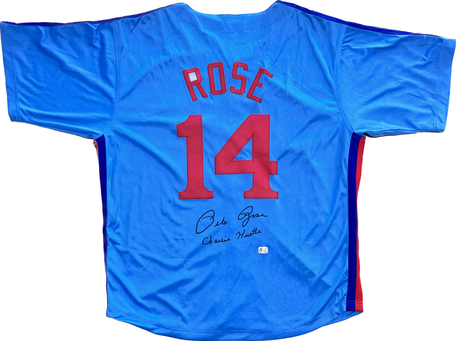 Pete Rose Autographed Signed Blue Jersey Exclusive Hologram Charlie Hustle 