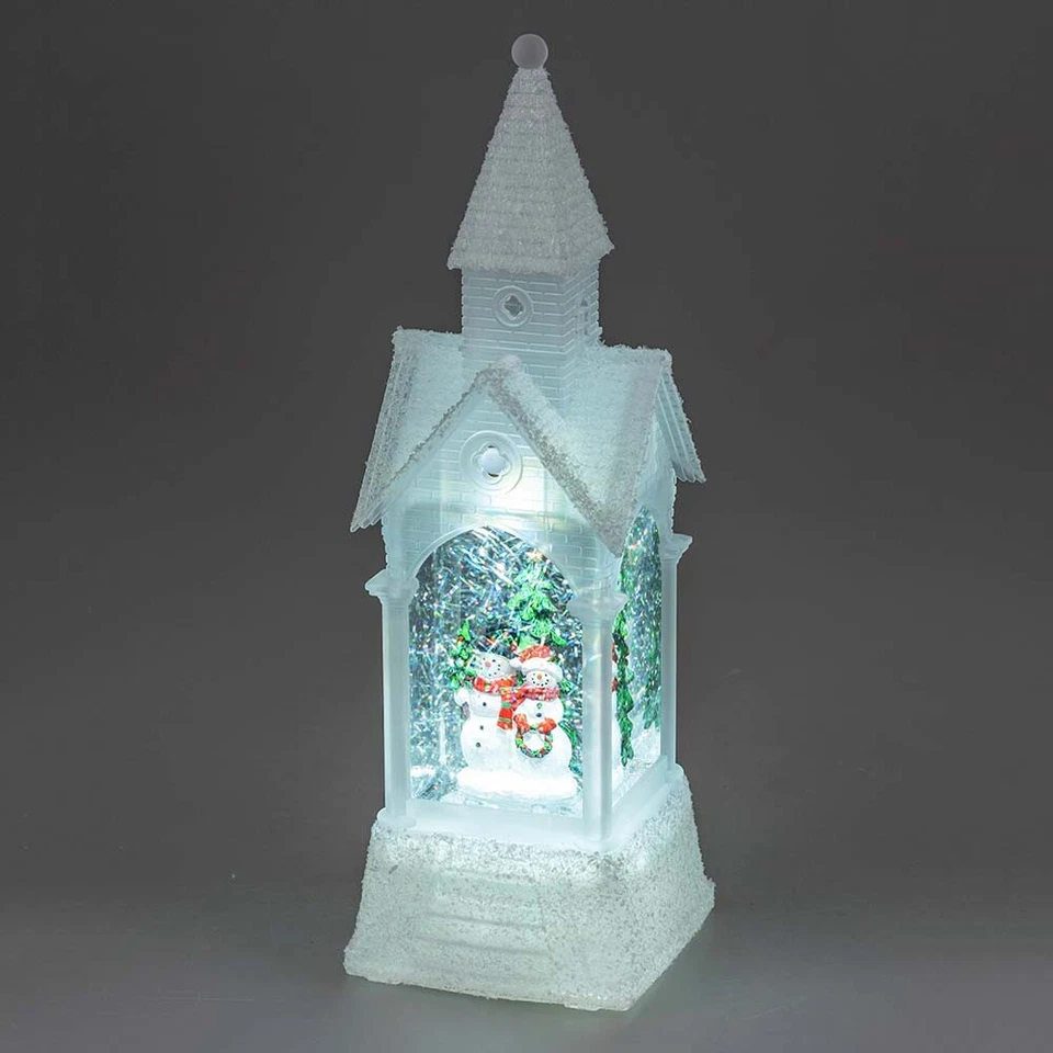 Kirche 32 cm Acryl LED-Licht Gebäude Schneemann formano 506351 Weihnachtsdeko