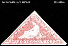 CABO DE BUENA ESPERANZA 1857 SC 3 "ESPERANZA" SENTADO 1p ROSA MNG PAPEL BLANCO IMPERFECTO MUY FINO