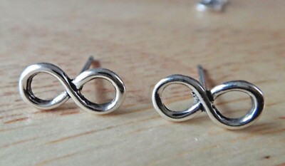 Sterling Silber WINZIGE 10x5 mm Liebe Unendlichkeit Zeichen Symbol Ohrstecker Ohrringe! 