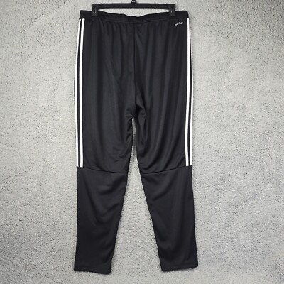 adidas Mens Training Pants EXTRA LARGE XL BLACK WHITE WORK OUT RUNNING ZIP NWT