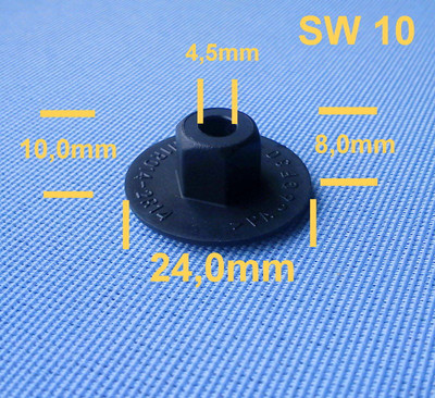 50x Kunststoffmutter Clips Befestigung Klips Halter Mutter SW10 schwarz 141D