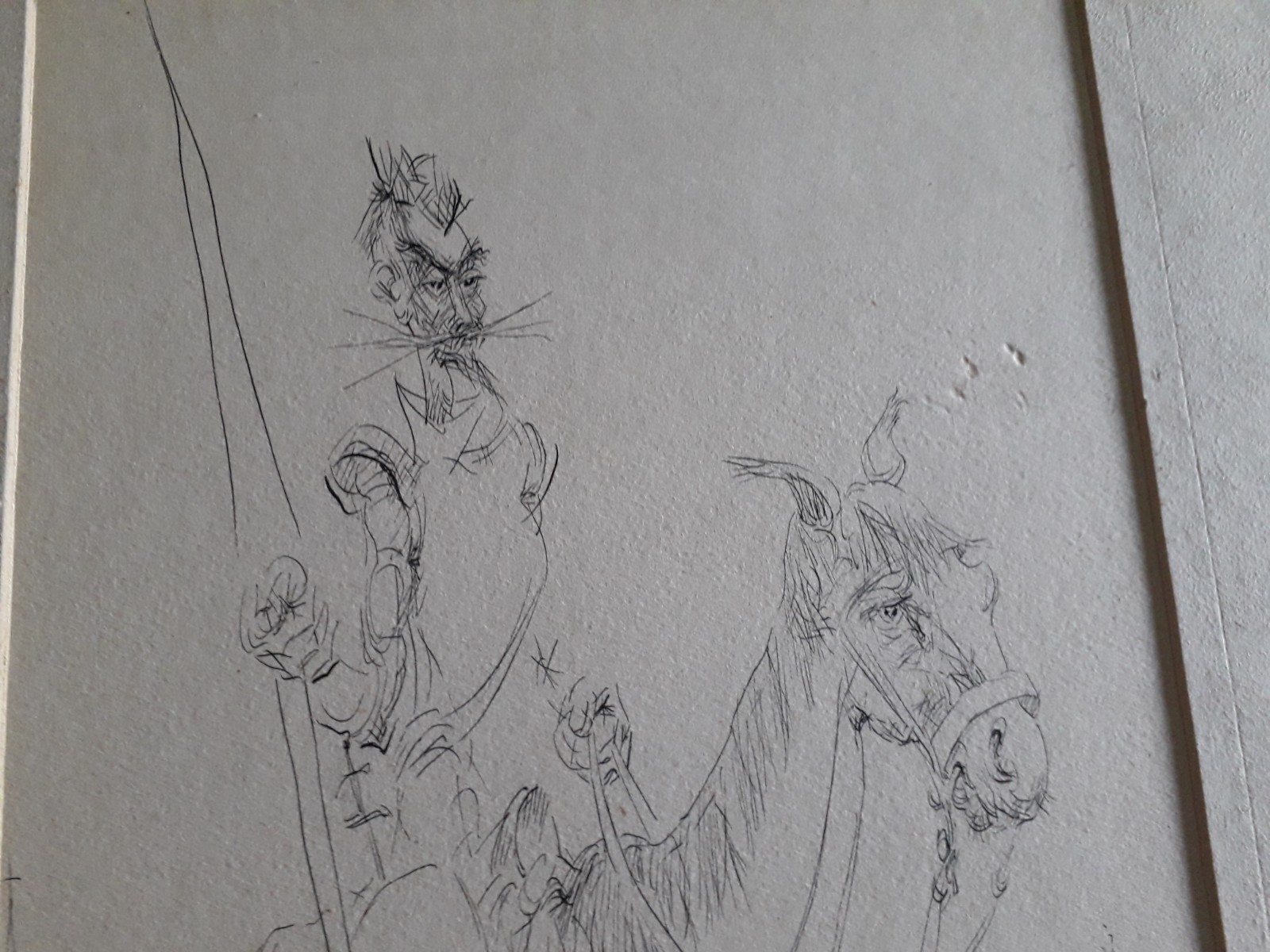 Don Quijote , Drawing on paper , Guillermo Benguria Argentine Artist Gwarancja jakości, okazja