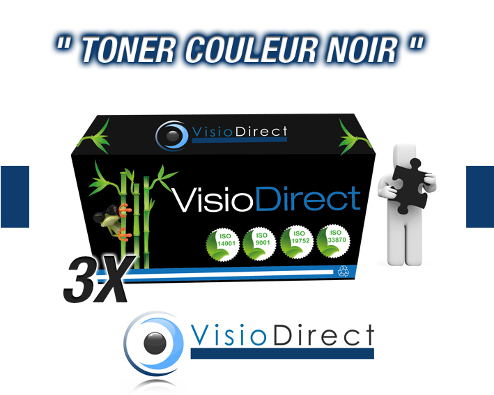 Toner noir CE260A premium pour HP Color Laserjet CP4525XH qualite d'archivage durable pack de 3