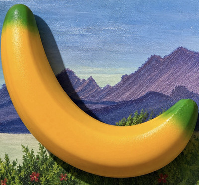 Banana Squeeze Ball Stress Reliever, Squeezable, Yellow/Green, 1-10 in