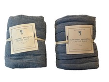 Pottery Barn Kids Standard Branson Quilted 2-Shams 20"x26" Chambray Blue NWT TD