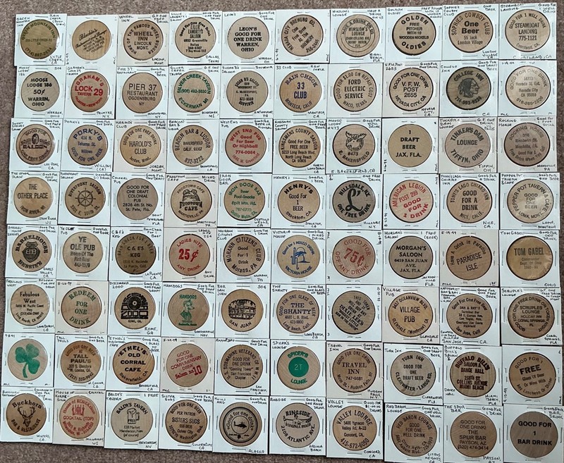 Wooden Nickel Collection 80 Piece Token Lot Coins US Exonumia Advertising