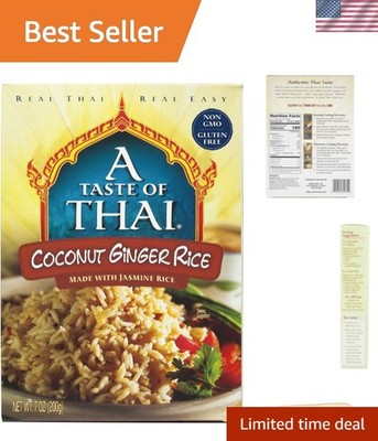 Authentic Coconut Ginger Jasmine Rice, 7oz Pack of 6 - Easy & Gluten-Free