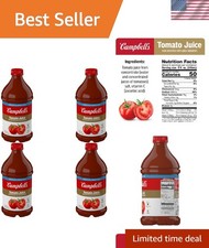 Campbell  s 100 Tomato Juice Pack of 4 - Gluten Free  Nutrient-Rich, 46 fl oz