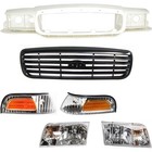 Header Panel Kit For 1998-2011 Ford Crown Victoria Sedan Head Lamp Grille 6-pcs