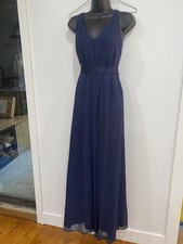 White by Vera Wang Navy Blue Marine Maxi Gown Sz 2 Belted Bridesmaid Dress