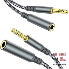 MCSPER Headphone Extension Cable, 2-Pack, 6.6ft Hi-Fi  3.5mm 6.6FT Grey