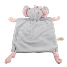 Dan Dee Baby Elephant Lovey Blanket Gray Pink Plush Rattle Security Blanket Toy