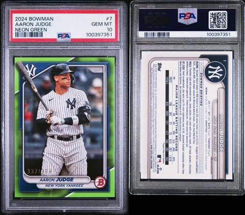 [PSA 10] 2024 Bowman - Aaron Judge #7 Neon Green Border /399