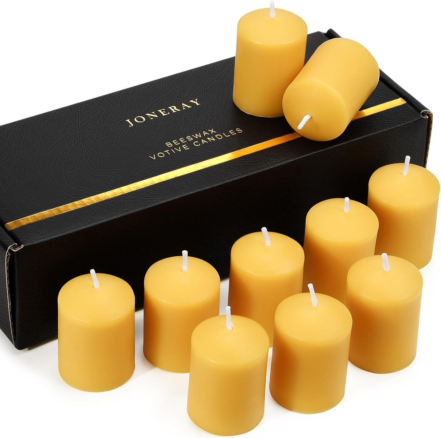 Bulk-pack Of 10, Natural Unscented Beeswax Candles - 9 Ho