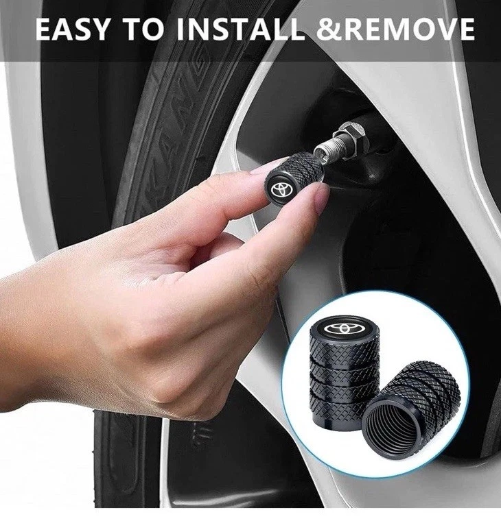 4x Toyota Tire Valve Stem Caps compatible For Car Truck Universal Fitting Black - Image 2 of 4