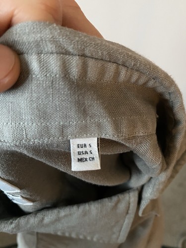 Camisa Massimo Dutti 100 % lino abotonada manga larga gris suave pequeña - Imagen 7 de 9