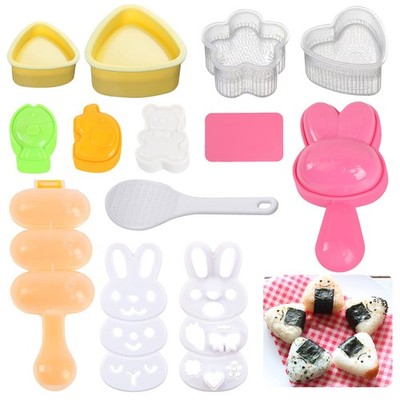 10pcs Cute Onigiri DIY Rice Ball Molds - Animal Decorating, Triangle Shapes, ...