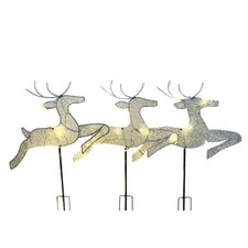 Image of 1X(Home Christmas Yard Decoration, Set of 3 Pre-Lit White Reindeer with9592