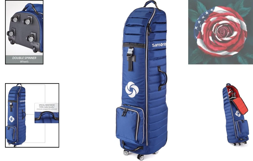 Bolsa de viaje de golf acolchada de lujo con ruedas giratorias - azul marino - máxima protección Foto 2 de 4