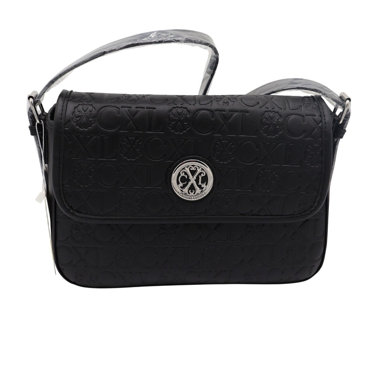 CXL by Christian Lacroix Clara Black Embossed Logo Shoulder Bag | eBay