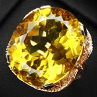 Dazzling Honey Yellow Citrine Oval 15.90Ct 925 Sterling Silver Rose Gold Rings