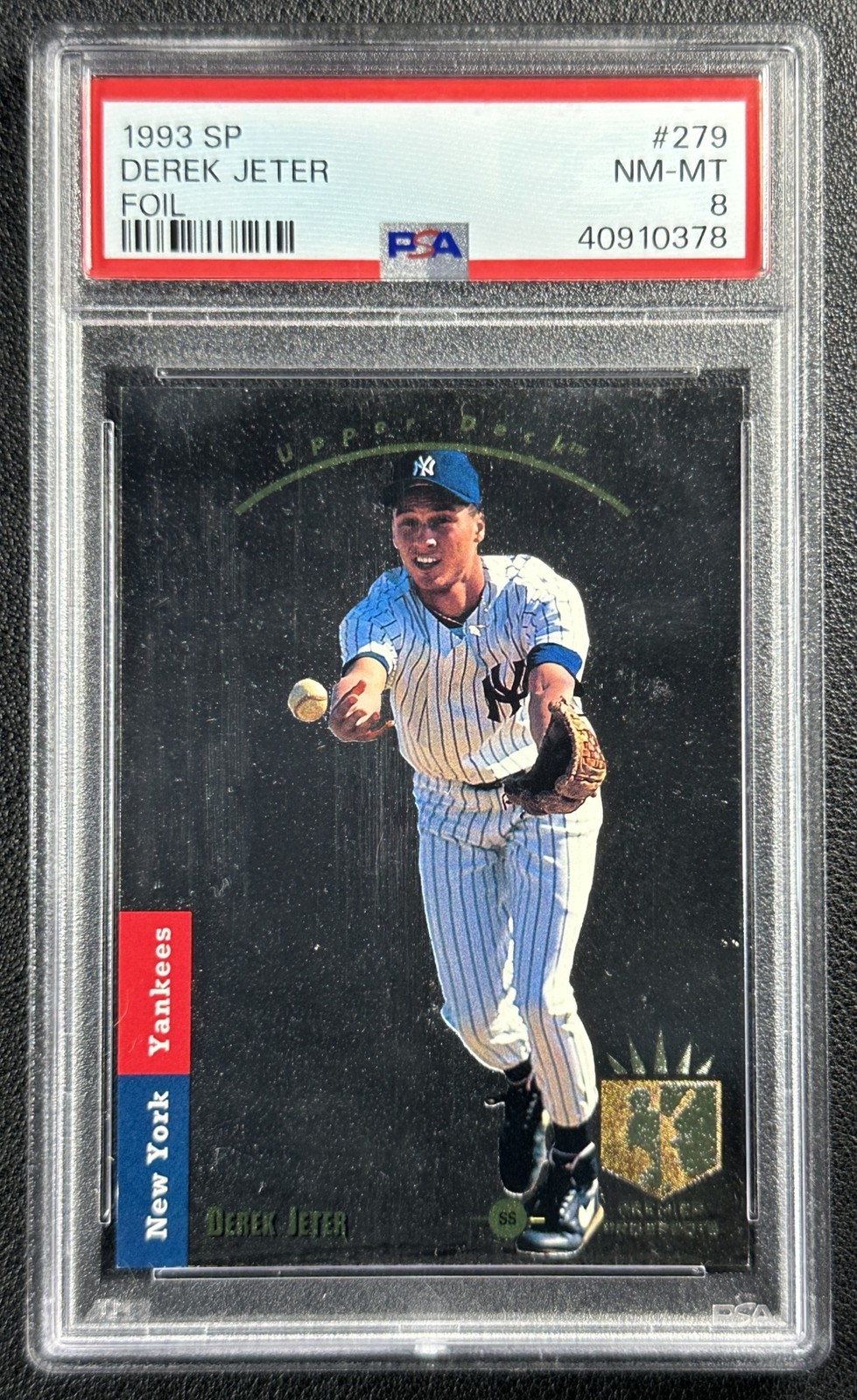 DEREK JETER PSA 8 1993 SP #279 ROOKIE FOIL RC YANKEES 0378 view 1