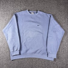 Vintage 90s Nike Sweatshirt Mens XL Light Blue Embroidered Pullover Made In USA
