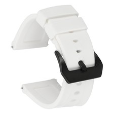 Silicone Watch Bands 26mm Soft Watch Band with Black Buckle, White
