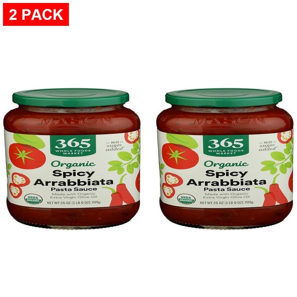 Whole Foods Market, Salsa de Pasta Arrabbiata Orgánica, 25 Onzas - Paquete de 2