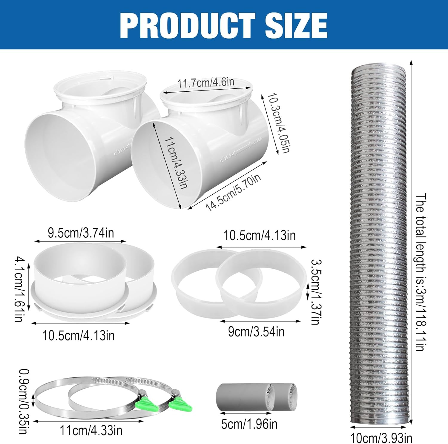 Silver Dryer Vent Hose for Tight Space Includes 2 90-Degree Dryer Vent Elbow and