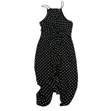 Mi Ami Miami Black White Polka Dot Layered Dress High Neck Sleeveless Lined Sz S