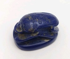 Authentic Egyptian SCARAB Beetle Carved Lapis Lazuli Egypt Kelly Nehemiah Vtg