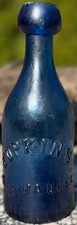 Antique cobalt blue pontiled Hopkins Milwaukee blob mineral or soda water bottle