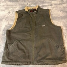 Wolverine Mens Gray Canvas Sherpa Lined Full Zip Work Vest 2XL Outdoor Hunting