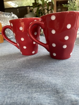 Maxwell & Williams Sprinkle Coffee Mug Red & White Polka Dot 10 Oz Set 2 @1641