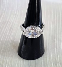 Oval Cut Moissanite Solitaire Bezel Set Ring Sterling 925 Hallmark HM Stamped