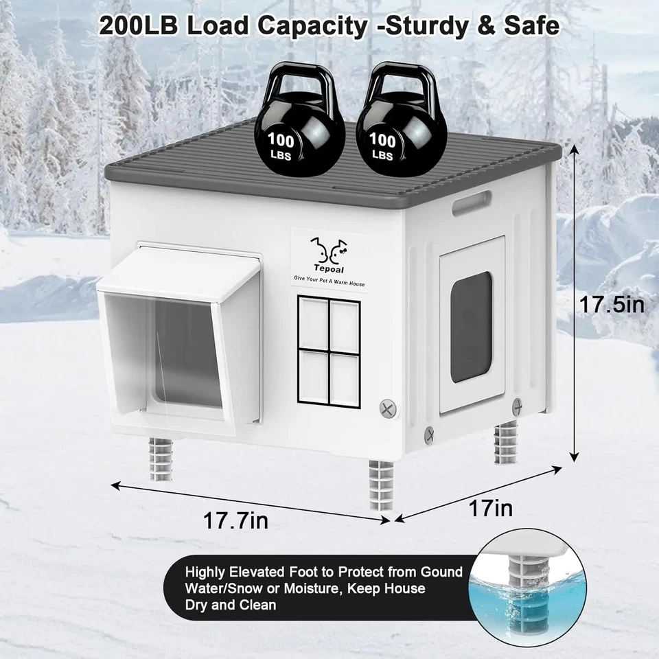 Casa para gatos exterior climatizada con puerta de escape, refugio resistente a la intemperie aislado Foto 2 de 4