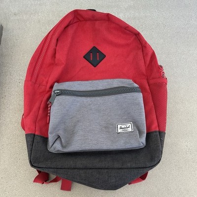 Herschel Barbados Cherry Heritage Youth XL Backpack 9L Crosshatch Red Gray $60