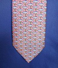 Men's Vineyard Vines Martha's Vineyard Silk Pink With Blue Fish Novelty Tie
