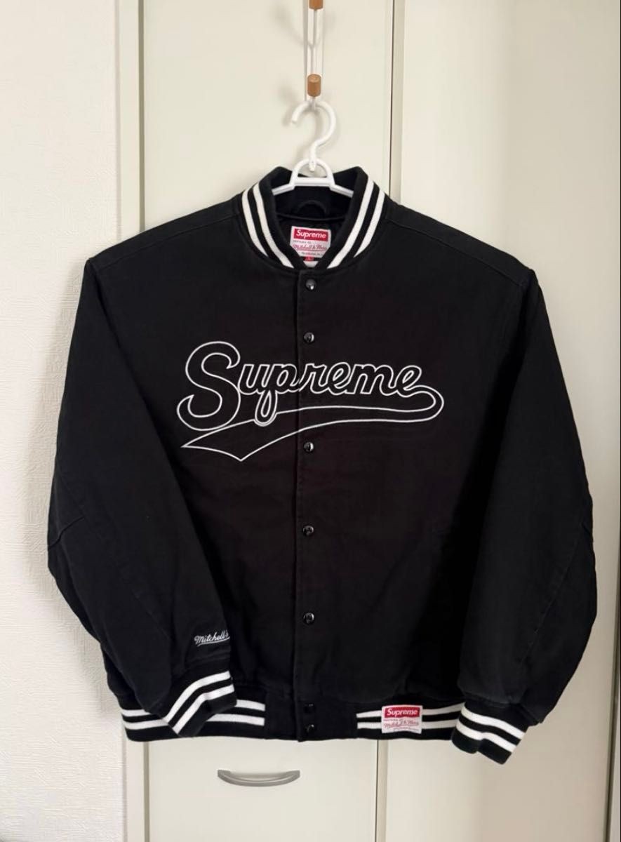 Supreme Contrast Script Varsity Jacket Black Size… - image 1