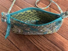 Vera Bradley Crossbody Shoulder Bag Green/blue Paisley Pattern Bottom Measures