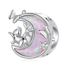 Moon Cat Charm Genuine S925 Sterling Silver Charm Fit For All Bracelets 💙