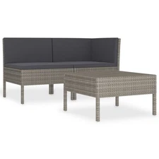 Patio Furniture Set 3 Piece Patio Sectional Sofa with Table Poly Rattan vidaXL