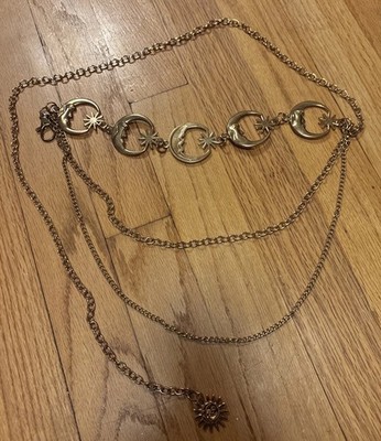 Crescent Moon Belt Sun Vintage Metal Chain 40  Celestial Women s Accessories