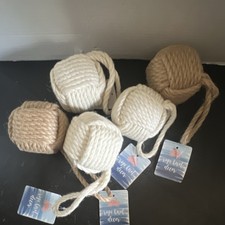Nautical Rope Knot Decorative Balls Set of 5 White Beige Rope Decor