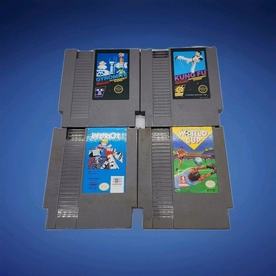 Nintendo NES 4 Game Lot Kung Fu Paperboy Gyromite World Cup Tested  Working