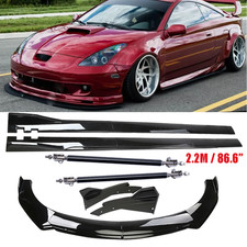 Glossy Front Bumper Lip Splitter Spoiler Side Skirt Strut For Toyota Celica Gt