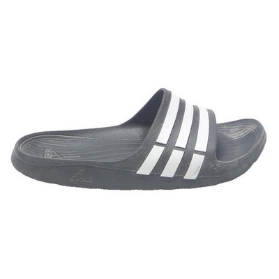 Adidas Adissage Herren Pantoletten Sandalen schwarz weiß Synthetik UK 7 Freizeit Pool Strand